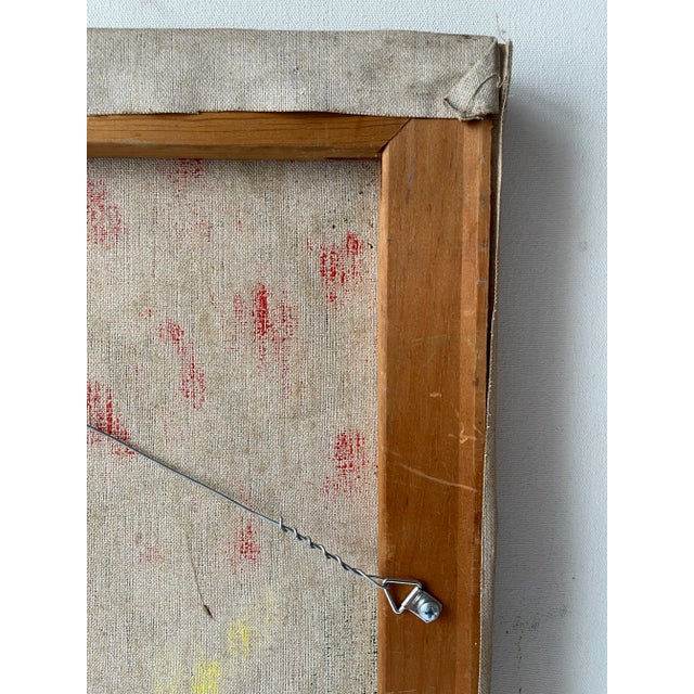 Textile 1950s Postmodern Style Abstract Oil Painting For Sale - Image 7 of 13