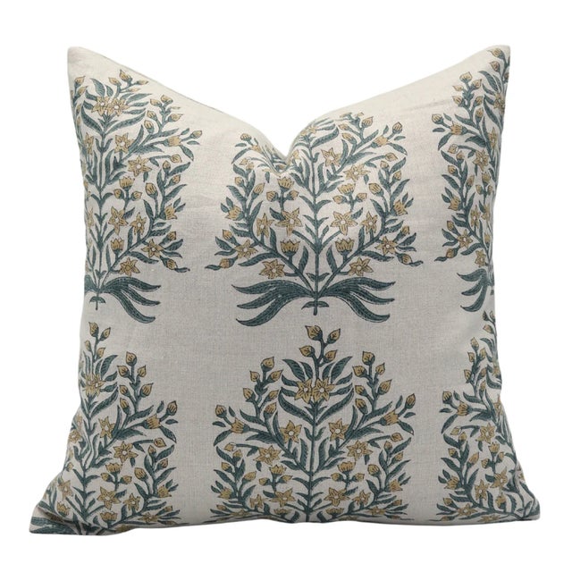 Elevate your space with the Fabdivine Vrindavan Block Print Cushion Cover, crafted from pure linen with a handmade block...