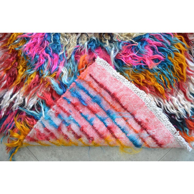 Vintage Hand-Made Shaggy Mohair Wool Tulu Turkish Area Rug- 3′1″ × 5′6″ For Sale - Image 12 of 13