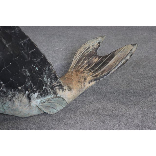 Monumental Brass or Bronze Fish or Koi Statue For Sale - Image 4 of 8