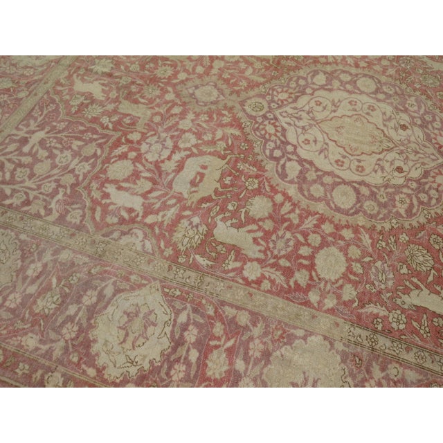 Early 20th Century Zabihi Collection Animal Motif Rose Lavender Turkish Room Size Rug - 9'11" x 12'10" For Sale - Image 12 of 12