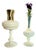Vintage French White Opaline Lamp from Lampe Berger and Opalescent Soliflore Vase, 1950, Set of 2 For Sale