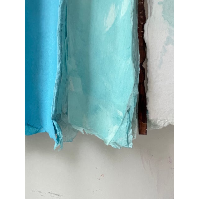 Wood Minimalist Ocean-Inspired Sculptural Wall Art in Layered Blue Tones by Covet Studio For Sale - Image 7 of 14