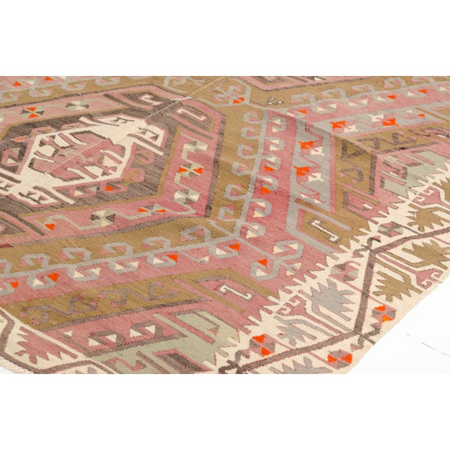 1950s Decorative Earthy Tone Floor Art Kilim For Sale - Image 9 of 10