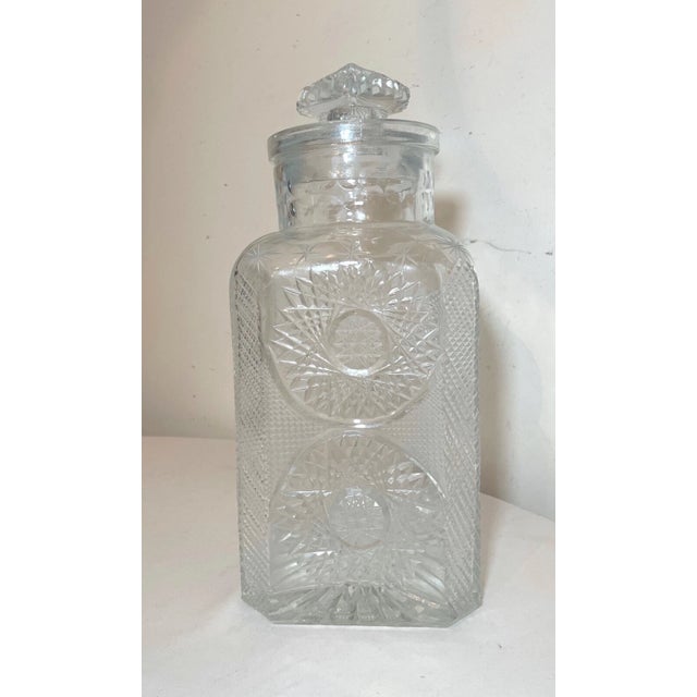 American Large Antique Hand Etched Ornate American Brilliant Cut Cookie Biscuit Jar For Sale - Image 3 of 12