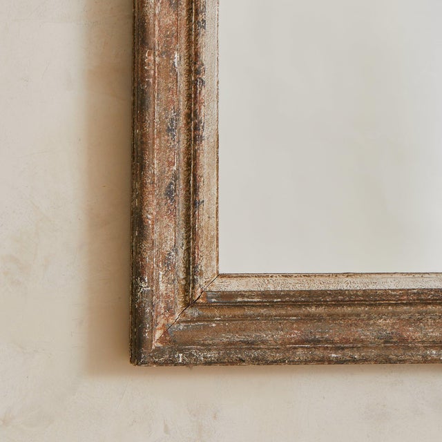 1940s French Rustic Rectangular Wood Wall Mirror, 1940s - 1 Available For Sale - Image 5 of 10