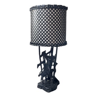Sculptural Brutalist Steel Table Lamp in the style of Harry Balmer, 1970s For Sale