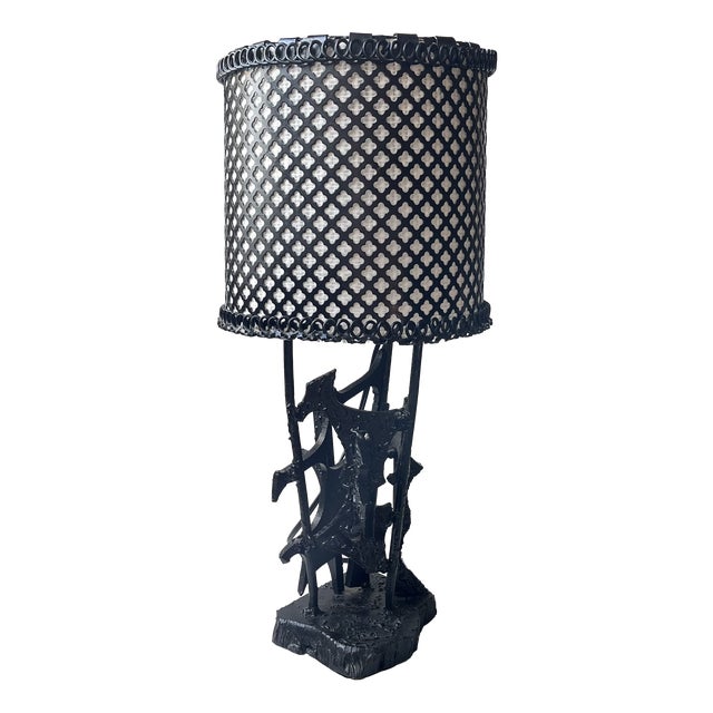 Sculptural Brutalist Steel Table Lamp in the style of Harry Balmer, 1970s For Sale
