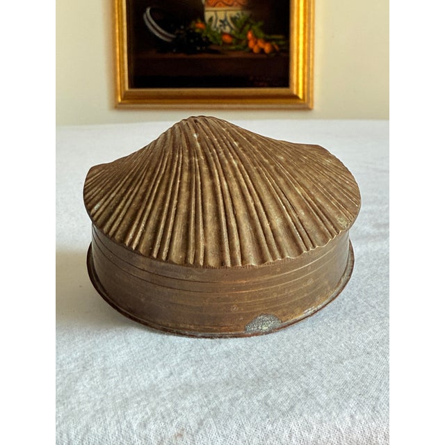 Brass Vintage Hollywood Regency Style Brass Shell Keepsake Box For Sale - Image 8 of 11
