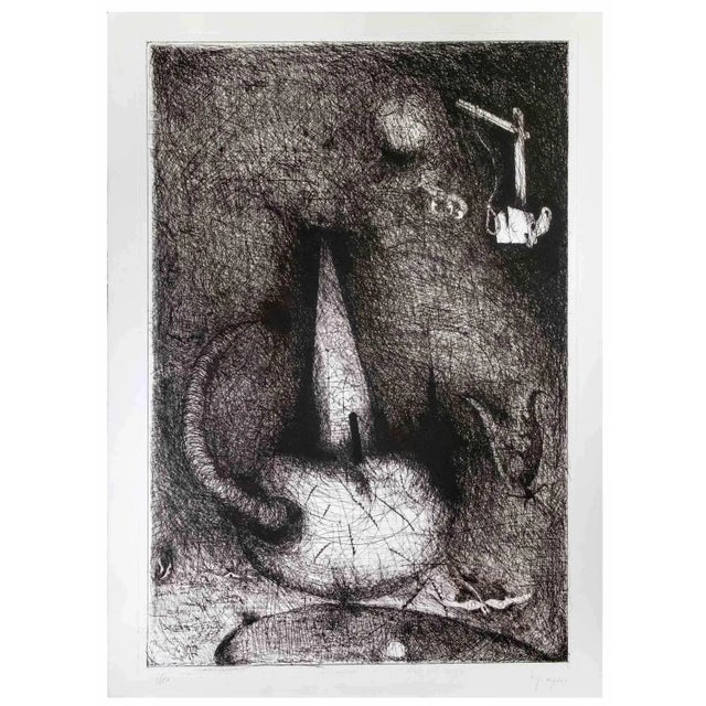 Abstract Composition is an etching realized by Martine Goeyens in the late 20th century. Hand-signed. Numbered 3/50...