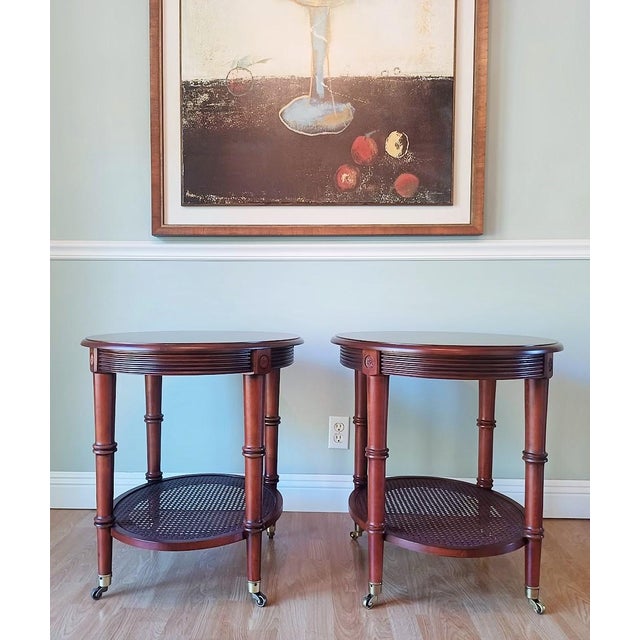 Pair of British Classics Freeport Oval Round Tables by Ethan Allen