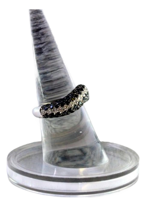 White Gold Ring with White and Black Brilliant-Cut Diamonds