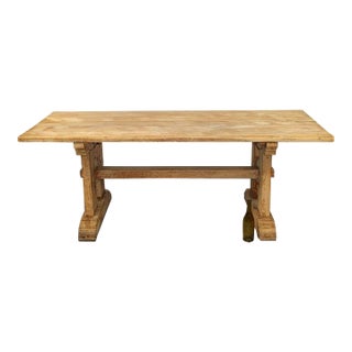 Mid 20th Century French Bleached Oak Trestle Table For Sale