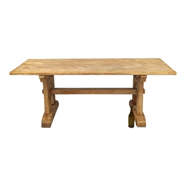 Mid 20th Century French Bleached Oak Trestle Table For Sale
