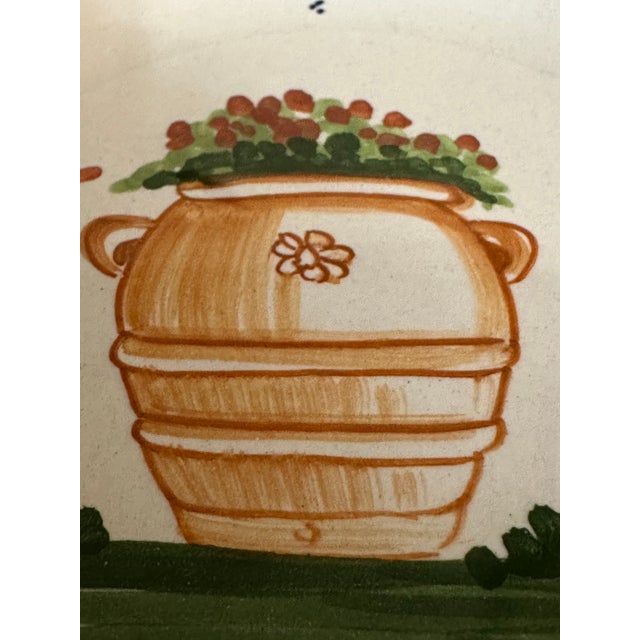 Ceramic Atelier Bondil Moustiers French Faïence Wall Plate With Hand-Painted Floral Urn For Sale - Image 7 of 12