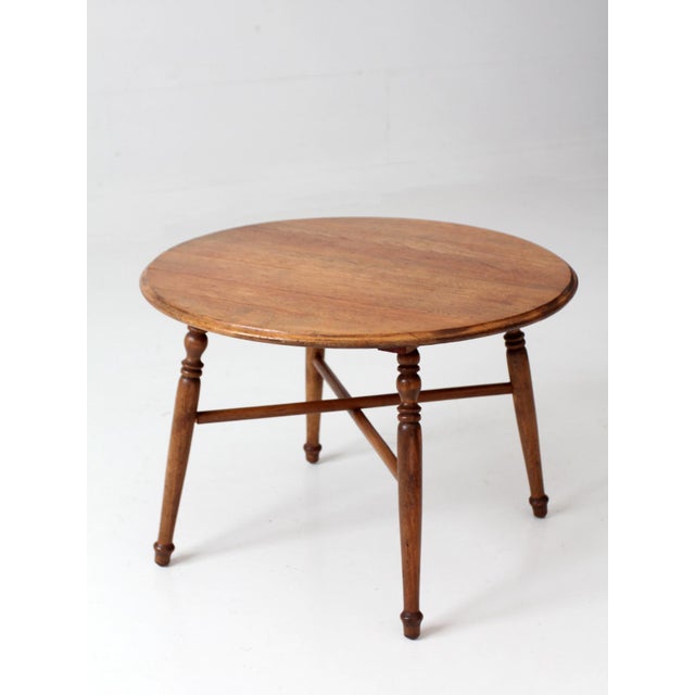 Vintage Round Wood Coffee Table With Turned Legs For Sale - Image 11 of 15
