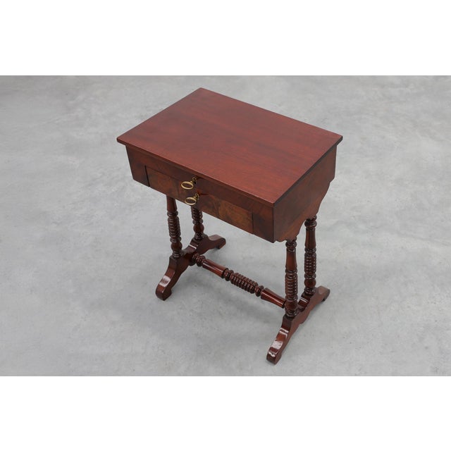 Louis Philippe Side Table with Two Drawers and Turned Twin Legs, France, 1850s For Sale - Image 13 of 16