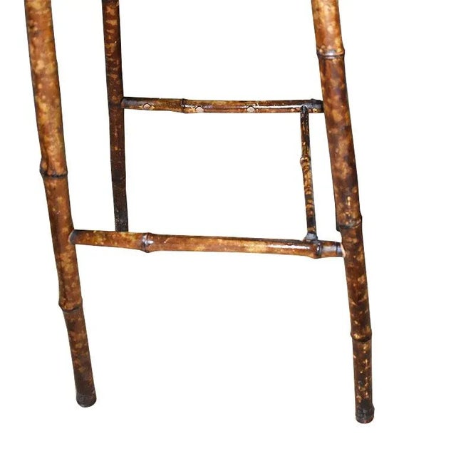 Early 20th Century Traditional English Antique Square Burnt Bamboo and Wood Side Table For Sale - Image 5 of 6
