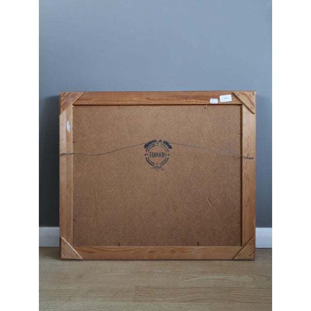 Mid-Century Modern 'Still Life With Mountain View' Vintage Original Interior Oil Painting, Framed For Sale - Image 13 of 13