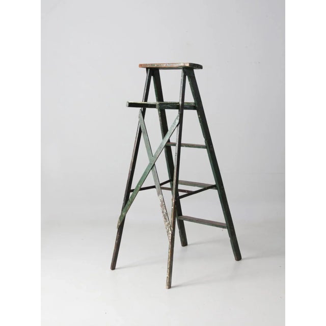 Green Vintage Green Painted Ladder For Sale - Image 8 of 13