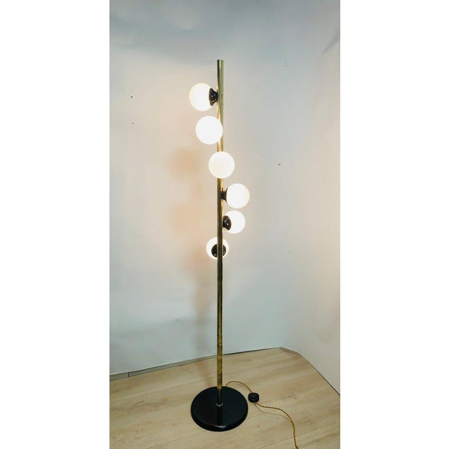 Vintage Floor Lamp with 6 Opaline Spheres, Italy, 1960s For Sale - Image 3 of 7