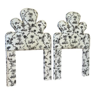 Pair of Twin Upholstered Headboards in Brunschwig & Fils “West Indies Tole” Fabric For Sale