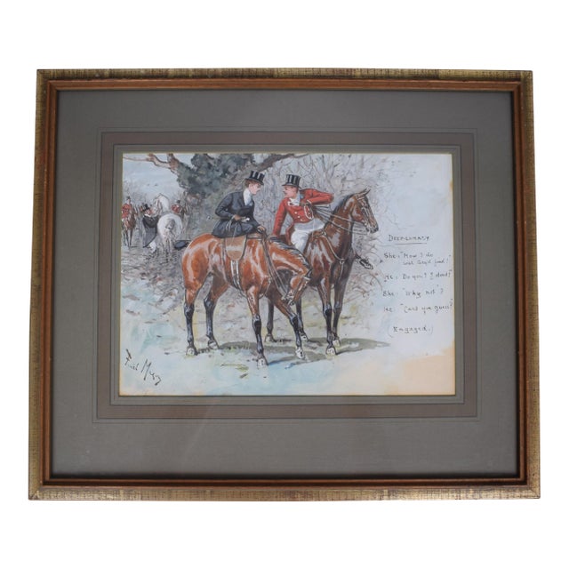 Deep-Lomacy Fox Hunt Scene Watercolour by George Finch Mason For Sale