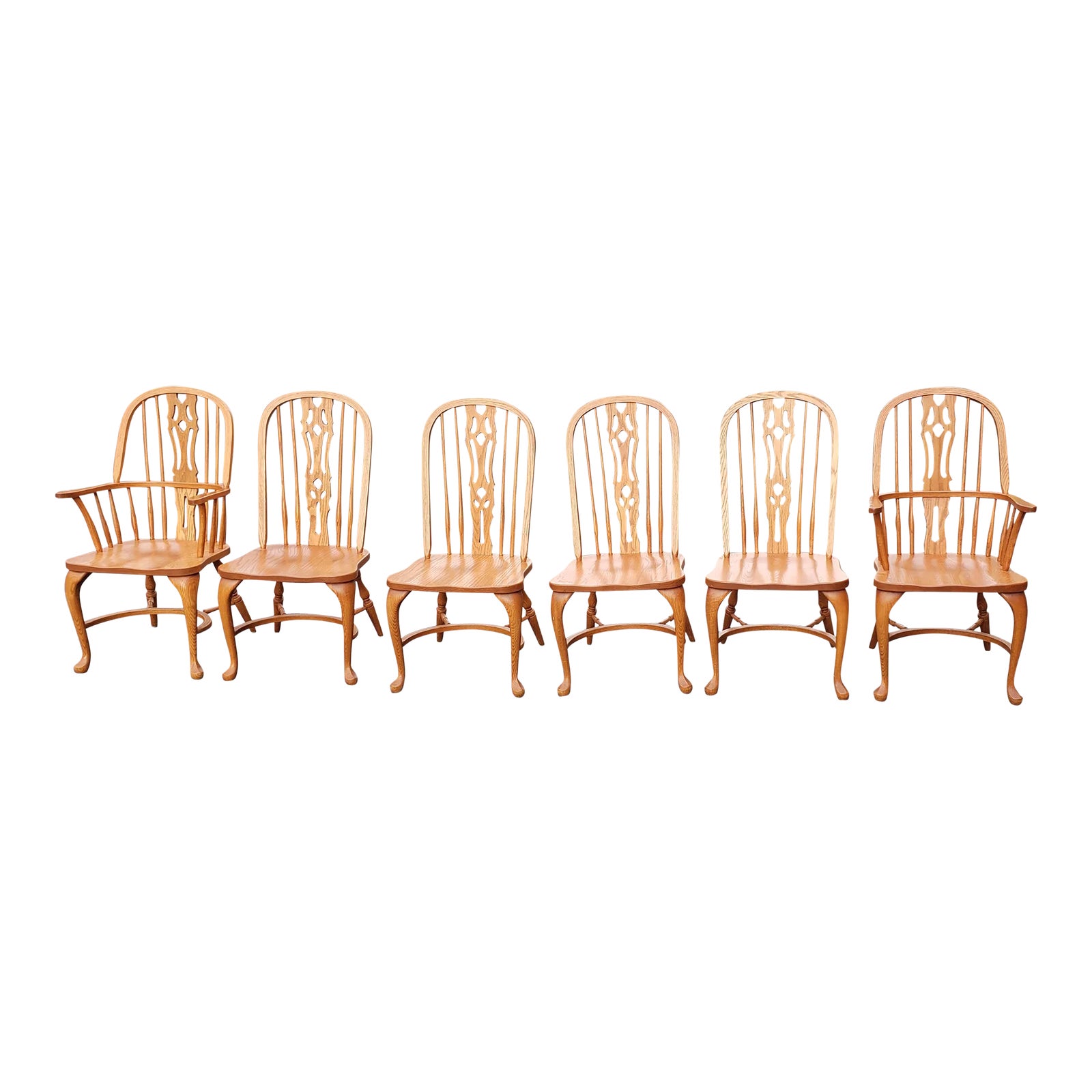 Set of 6 Arts and Crafts Americana Solid Oak Windsor Chairs Chairish