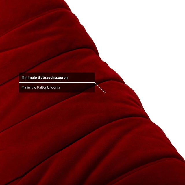 Togo Stool in Alcantara Red Coral Fabric by Michel Ducaroy for Ligne Roset For Sale - Image 6 of 10