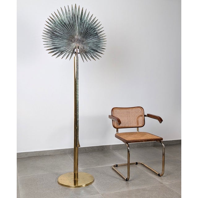 This large sculptural floor lamp was produced by Valenti in Spain during the 1970s. The design features a stylized fan...