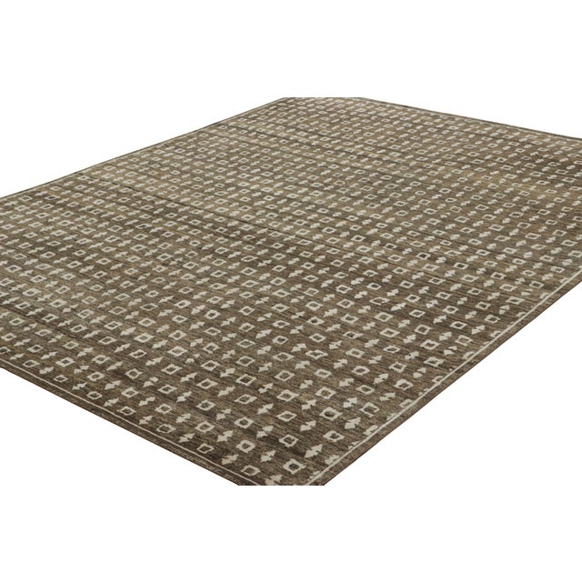 Rug & Kilim Rug & Kilim’s Block Print Rug in Brown With Cream Geometric Patterns For Sale - Image 4 of 7