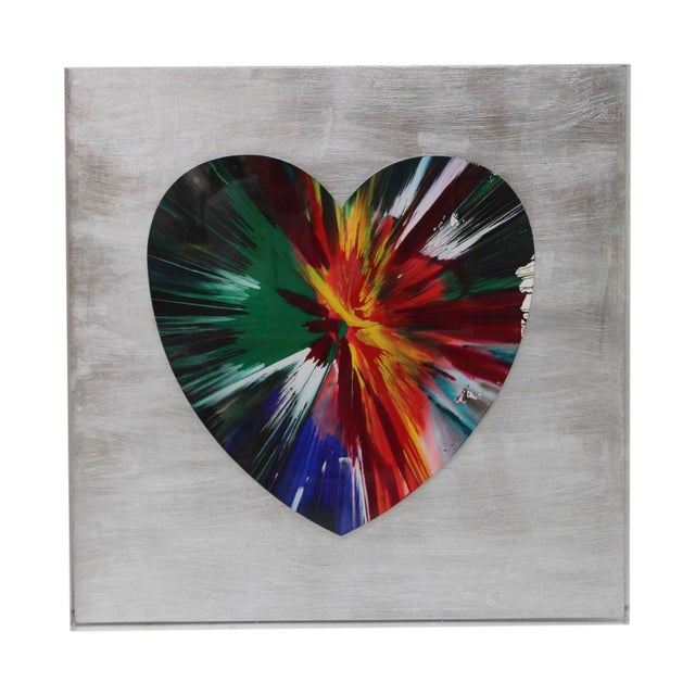 Black Damien Hirst, Heart Spin Painting, 2009, Acrylic Artwork For Sale - Image 8 of 8