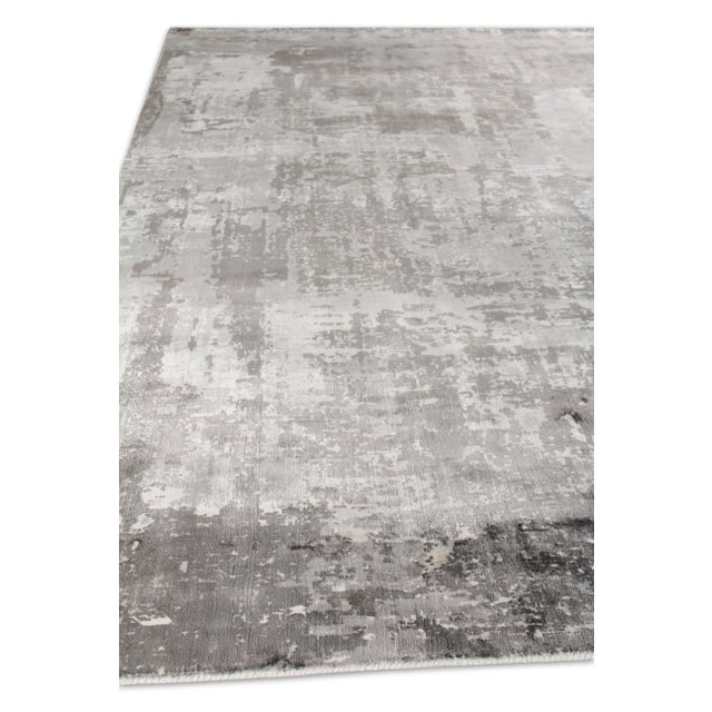 Bridgewater Hand loom Bamboo Silk Gray Ivory Multi Rug - 10'x14' For Sale - Image 4 of 9