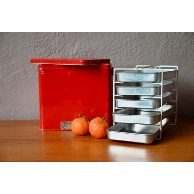 Vintage Scandinavian Lunch Box with Red Handle, Denmark, 1950s For Sale - Image 11 of 11