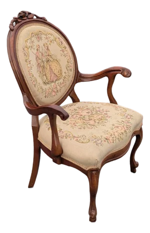 Early 20th Century Louis XVI Style Walnut Needlepoint Arm Chair or Bergere Chair