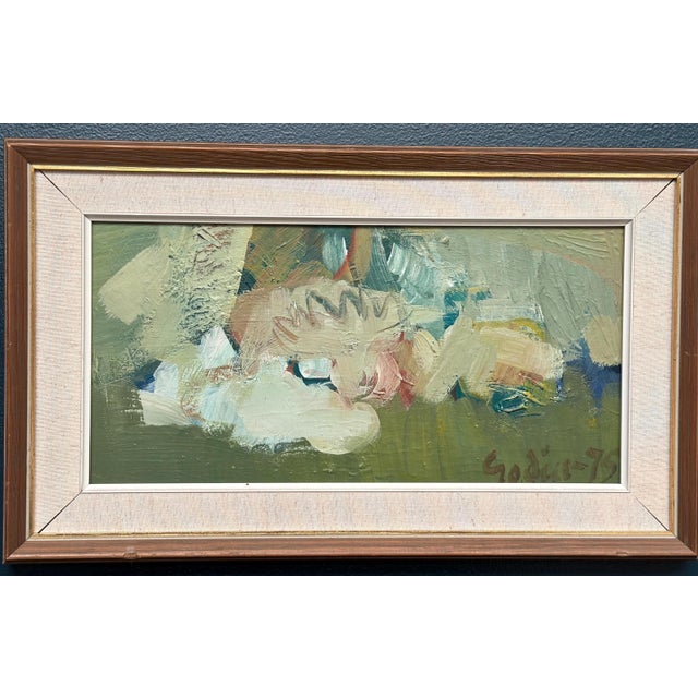 Ragnar Godin, Composition in Green, 1975, Oil on Panel, Framed For Sale - Image 10 of 16
