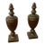 Vintage Pair of Heavy Solid Cast Bronze Patinated Urn Finials For Sale