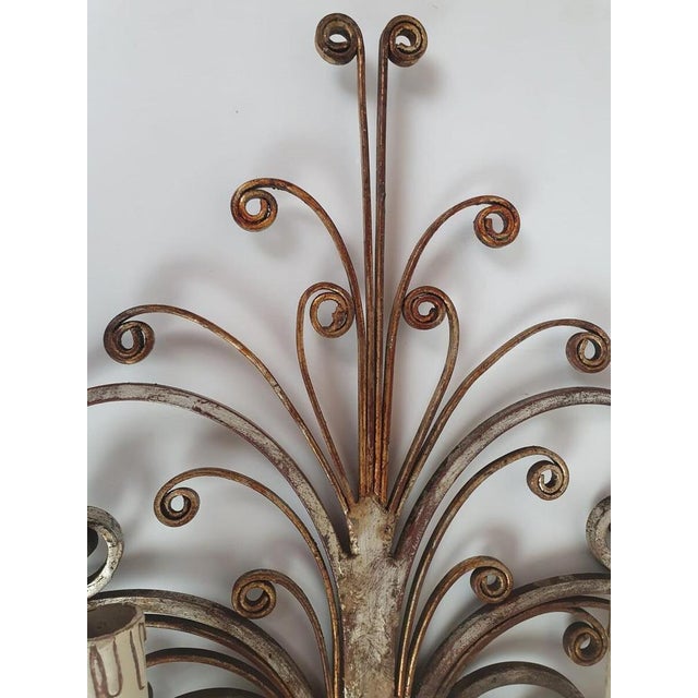Silvered Wrought Iron and Glass Wall Lights attributed to Banci, Italy, 1940s, Set of 2 For Sale - Image 6 of 8