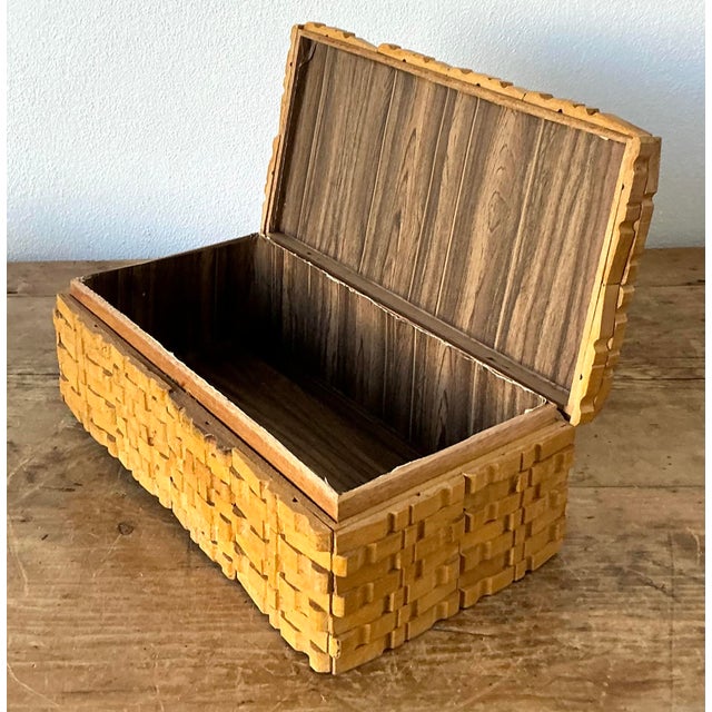Contemporary Vintage Boho Shell Encrusted Wood Box For Sale - Image 3 of 8