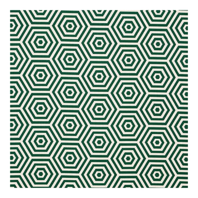 Sample - Schumacher Bees Knees Indoor/Outdoor Fabric, Emerald For Sale
