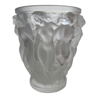 1980s Lalique Bucchantes Large Vase For Sale
