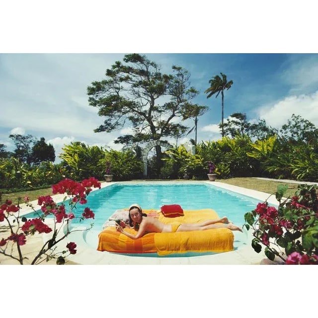 Sunbathing In Barbados 1976 The former Pauline Haywood sunbathing on a lilo in a swimming pool designed by English artist...