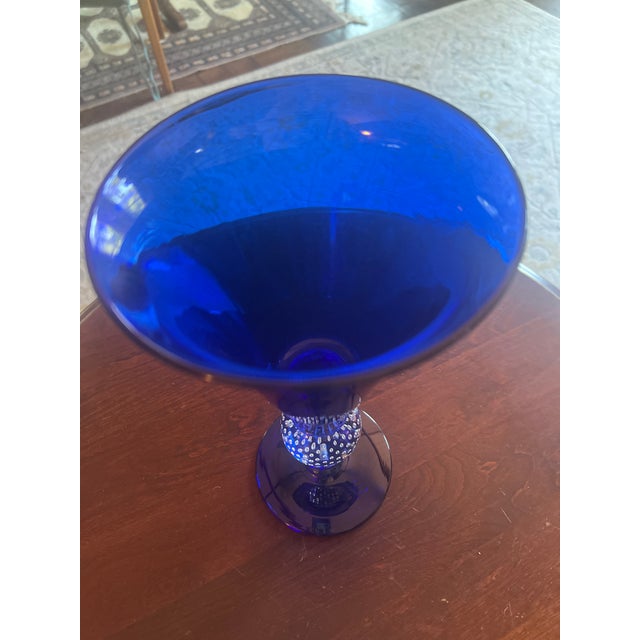American American Ritz Blue Bubble Vase For Sale - Image 3 of 5