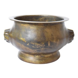 Bronze Cup with Animals Figures Handles For Sale