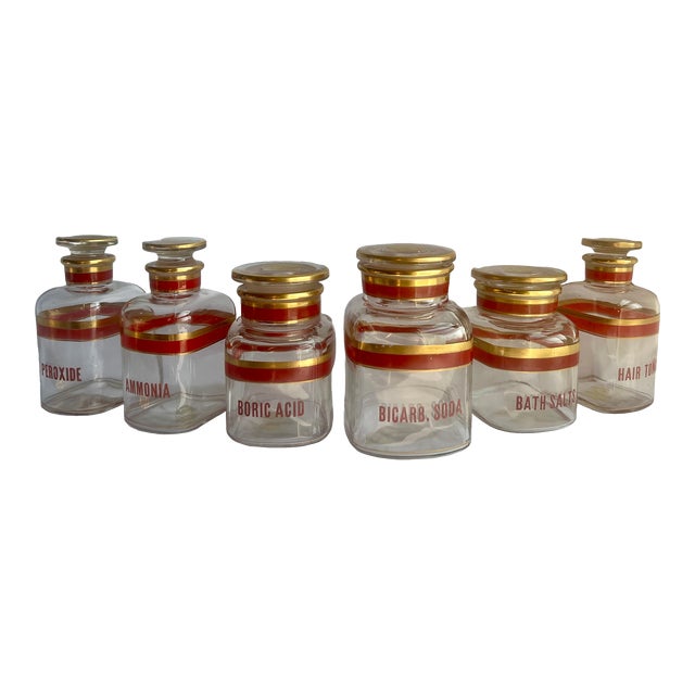 Antique Pharmacy Apothecary Jars - Set of 6 For Sale
