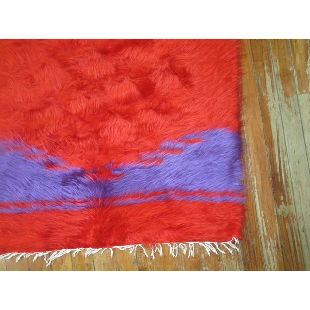 Red Purple Vintage Mohair Throw Rug For Sale - Image 4 of 6