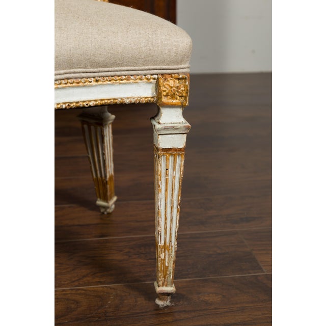 Pair of Italian Neoclassical Painted and Carved Side Chairs with Shield Backs For Sale - Image 12 of 12