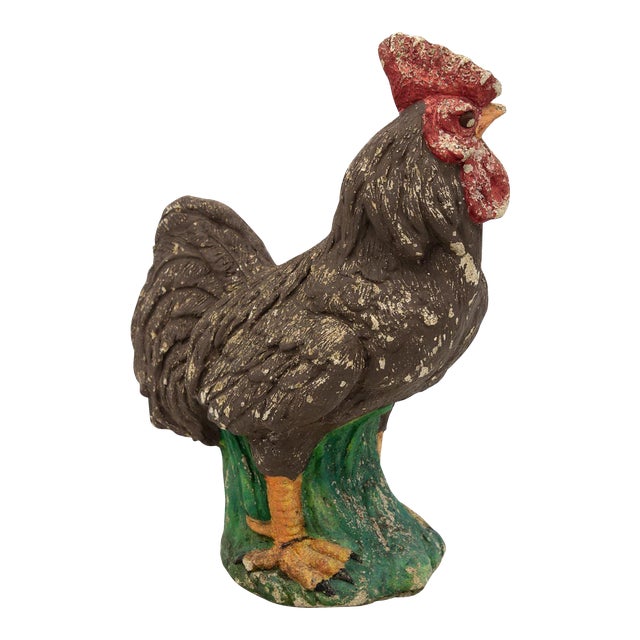 Polychrome Stone French Country Rooster, Mid 20th Century For Sale
