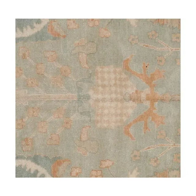 Traditional Handwoven Green Turkish Oushak Area Rug 9'2" X 12'10" For Sale - Image 3 of 7