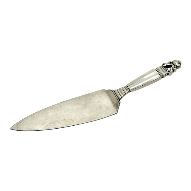 Antique Georg Jensen Denmark "Acorn" Pattern Sterling Silver Pie Serving Knife Circa Early 20th Century. For Sale